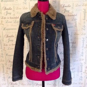 Denim jacket with wool lining